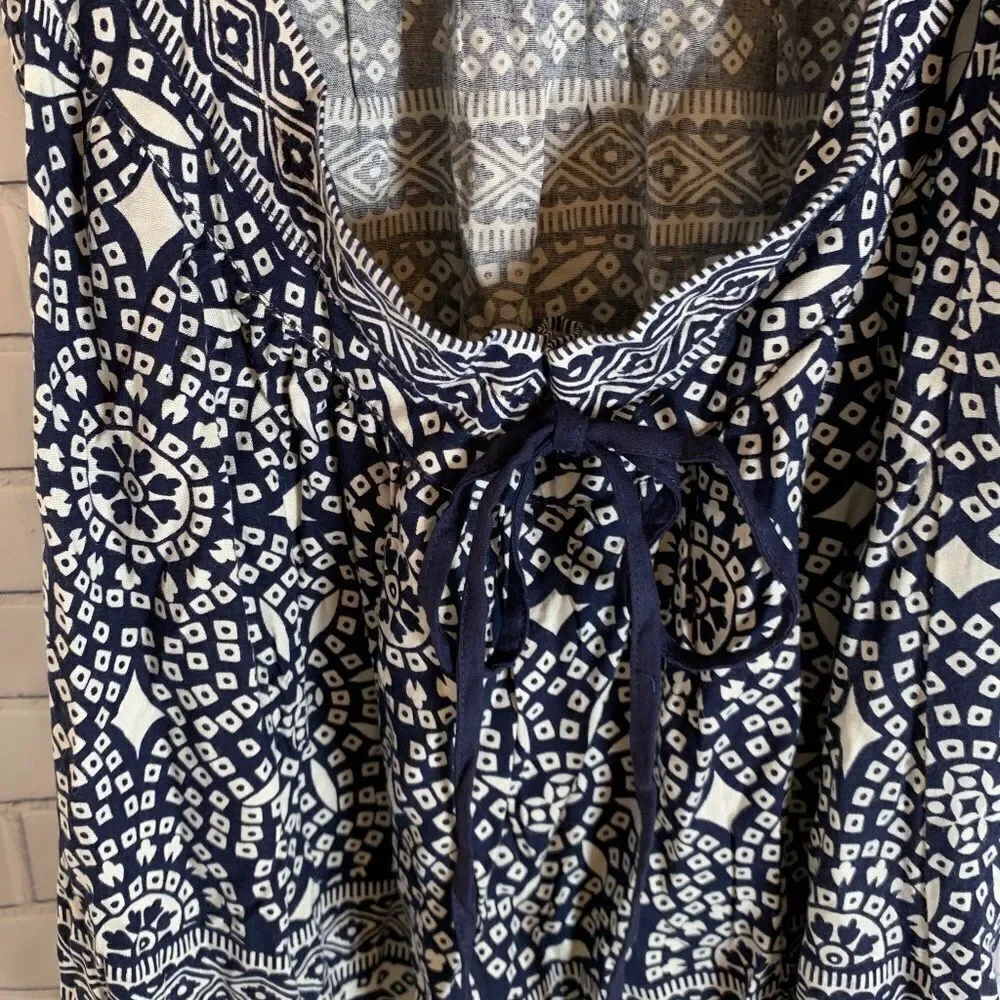 Element Eden Blue Print Open Back‎ Side Slit Dress